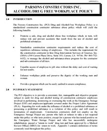 Appendix A: PCI's Alcohol/Drug Free Workplace Policy